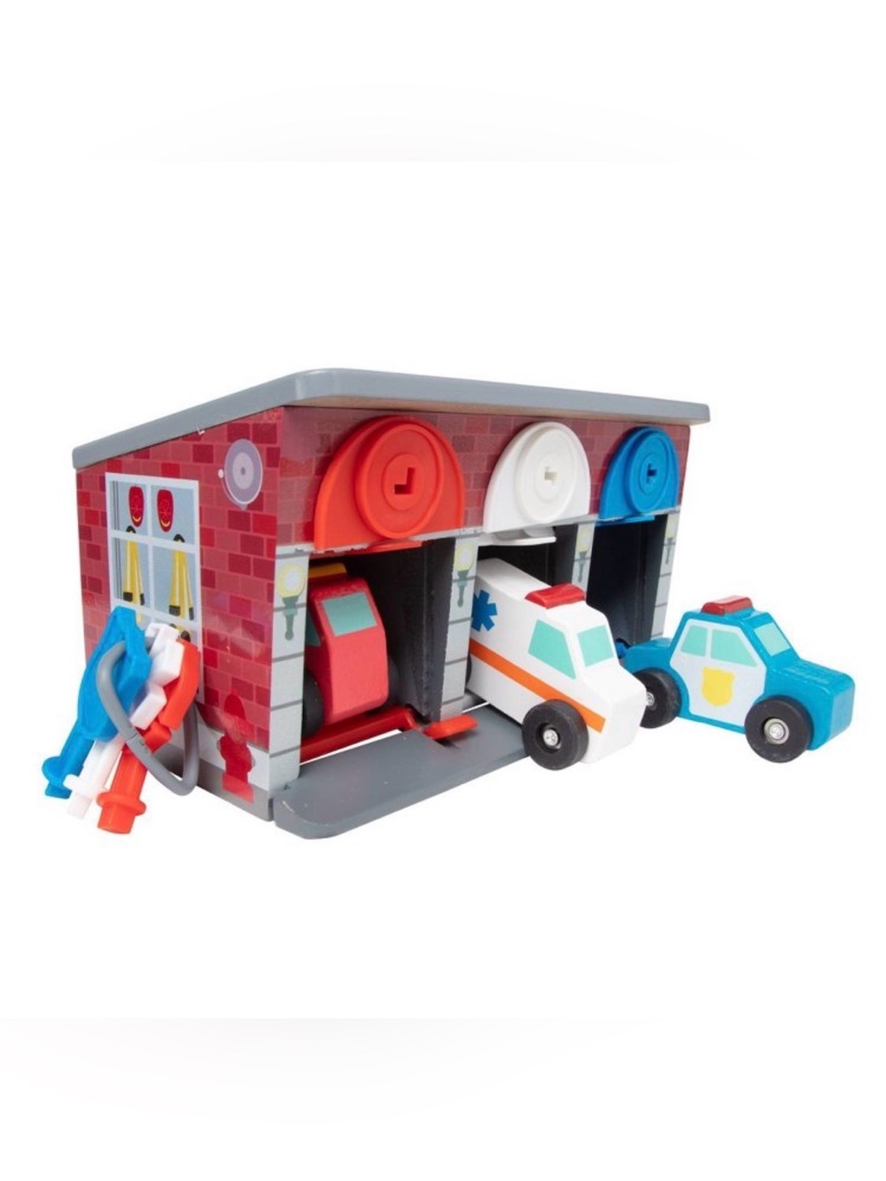 Melissa & Doug Red White & Blue Emergency Garage Playset